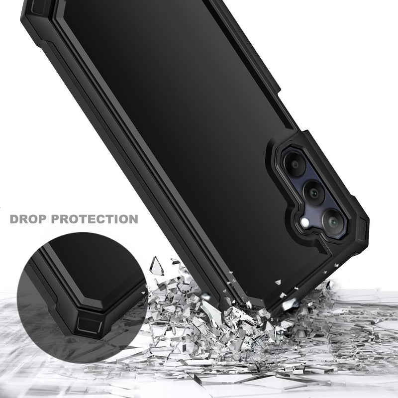 WDHD Compatible with Samsung Galaxy A15-5G Phone Case Black | Full-Body Protective Shockproof Bumper Cover with Tempered Glass Screen Protector, 12FT Military Grade Drop Tested - Image 5
